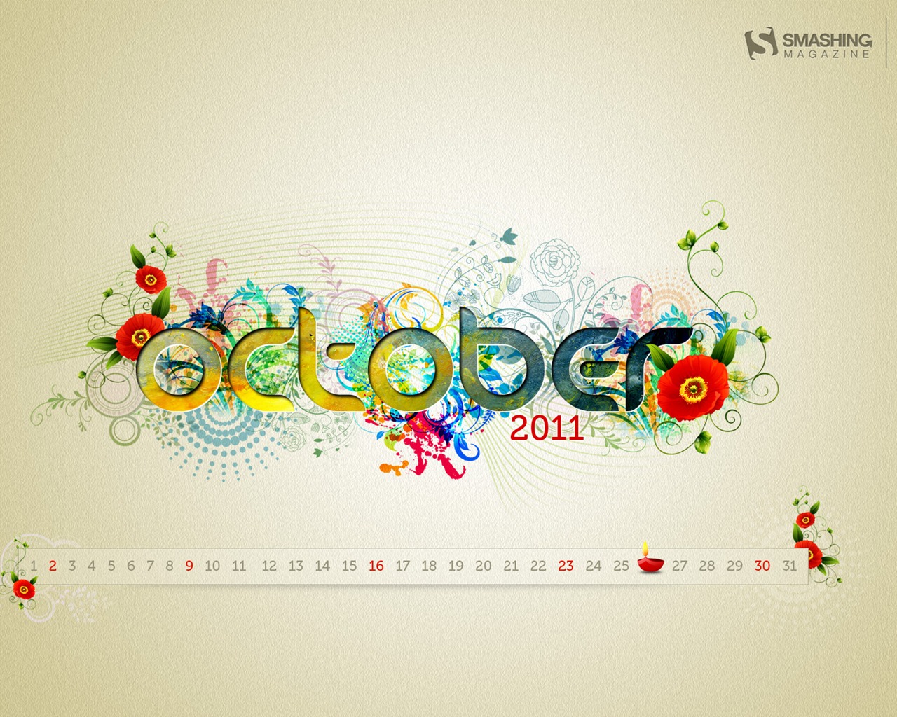 2011年10月カレンダー壁紙（1） #5 - 1280x1024