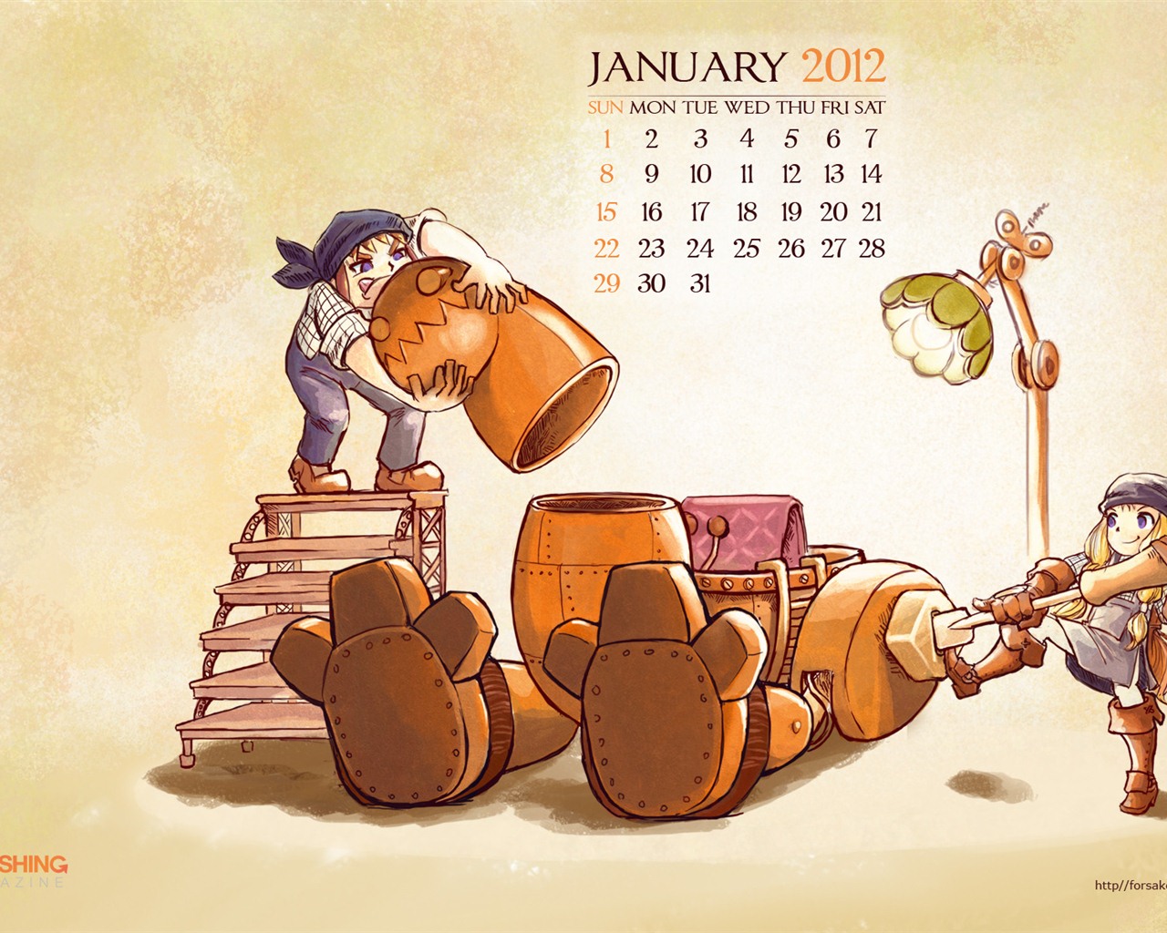 Январь 2012 Календарь Обои #3 - 1280x1024