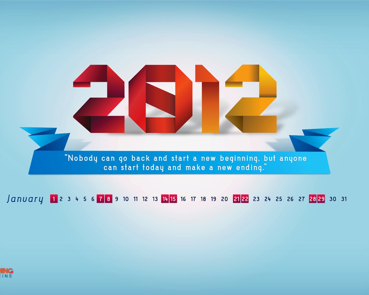 Januar 2012 Kalender Wallpapers #12 - 1280x1024