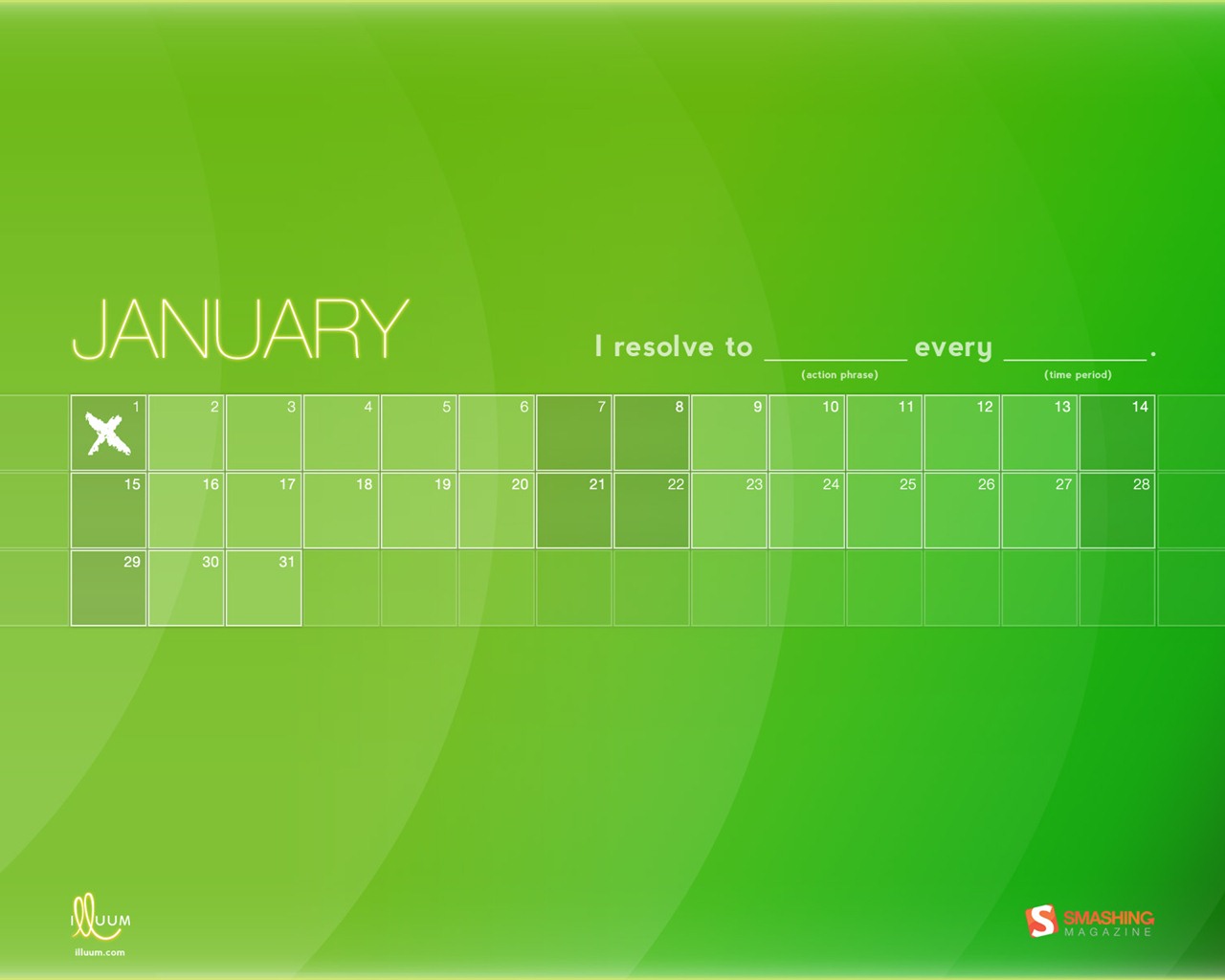 Janvier 2012 Fonds d'écran Calendrier #14 - 1280x1024