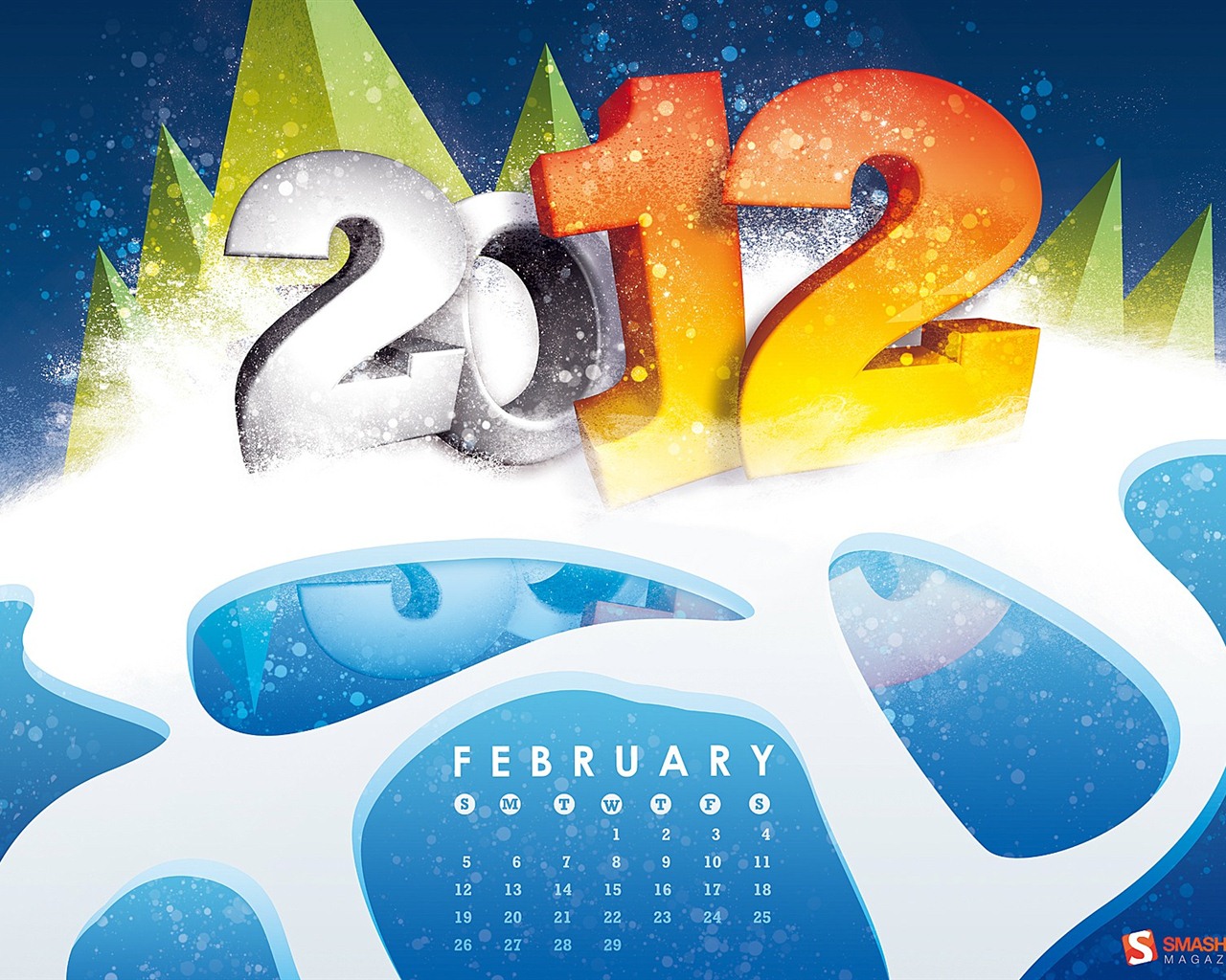 Februar 2012 Kalender Wallpaper (2) #1 - 1280x1024