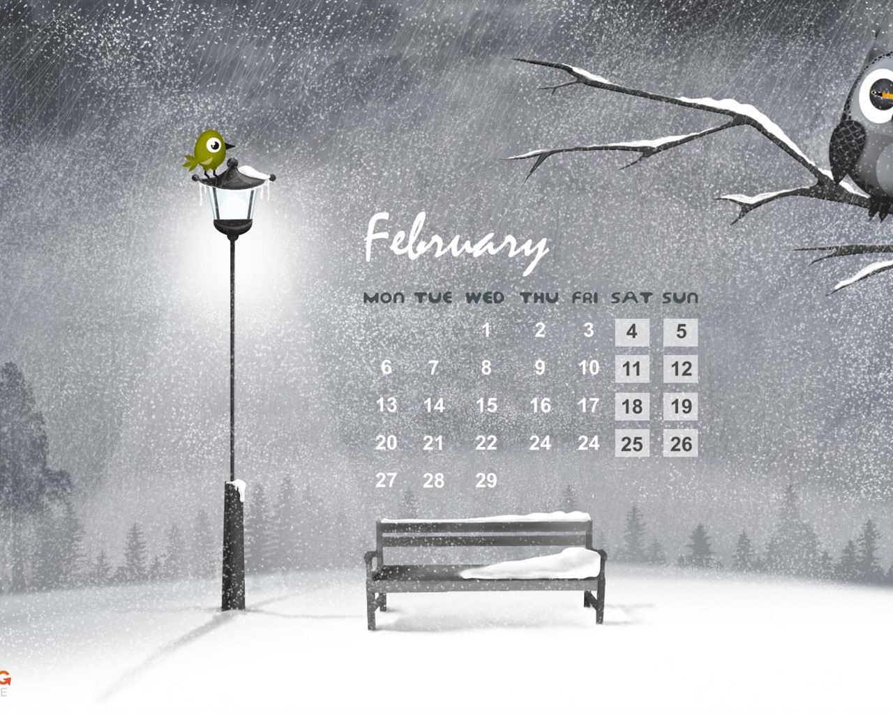 Calendario febrero 2012 fondos de pantalla (2) #5 - 1280x1024