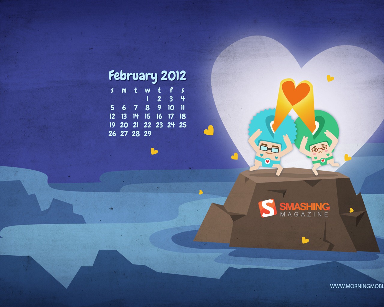 Calendario febrero 2012 fondos de pantalla (2) #11 - 1280x1024