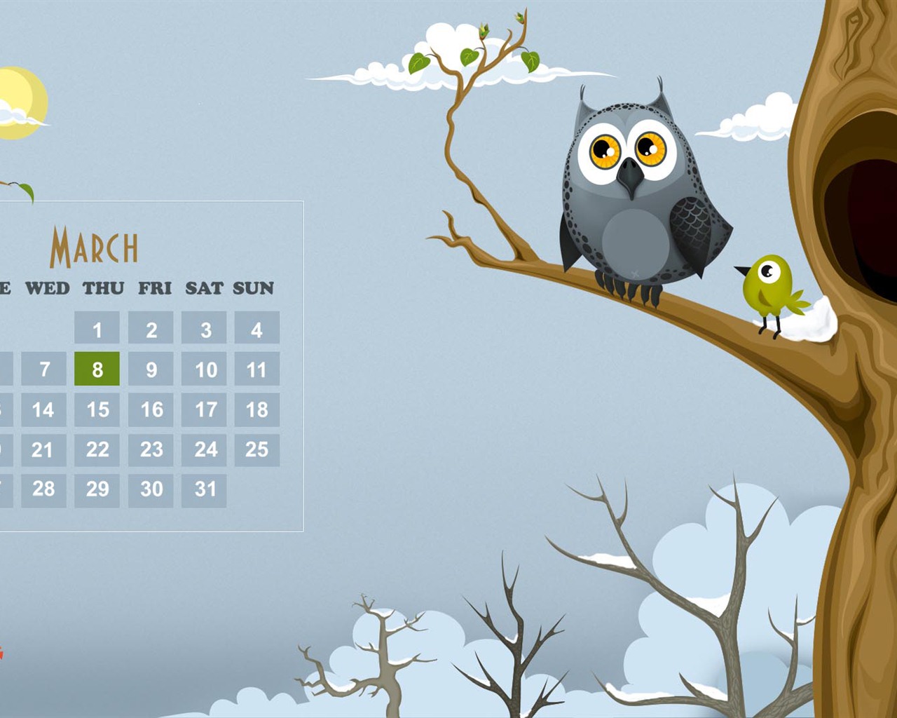 Март 2012 Календарь обои #15 - 1280x1024