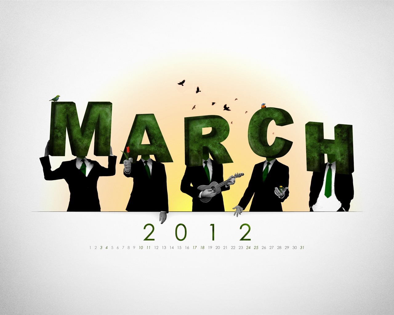 Март 2012 Календарь обои #18 - 1280x1024