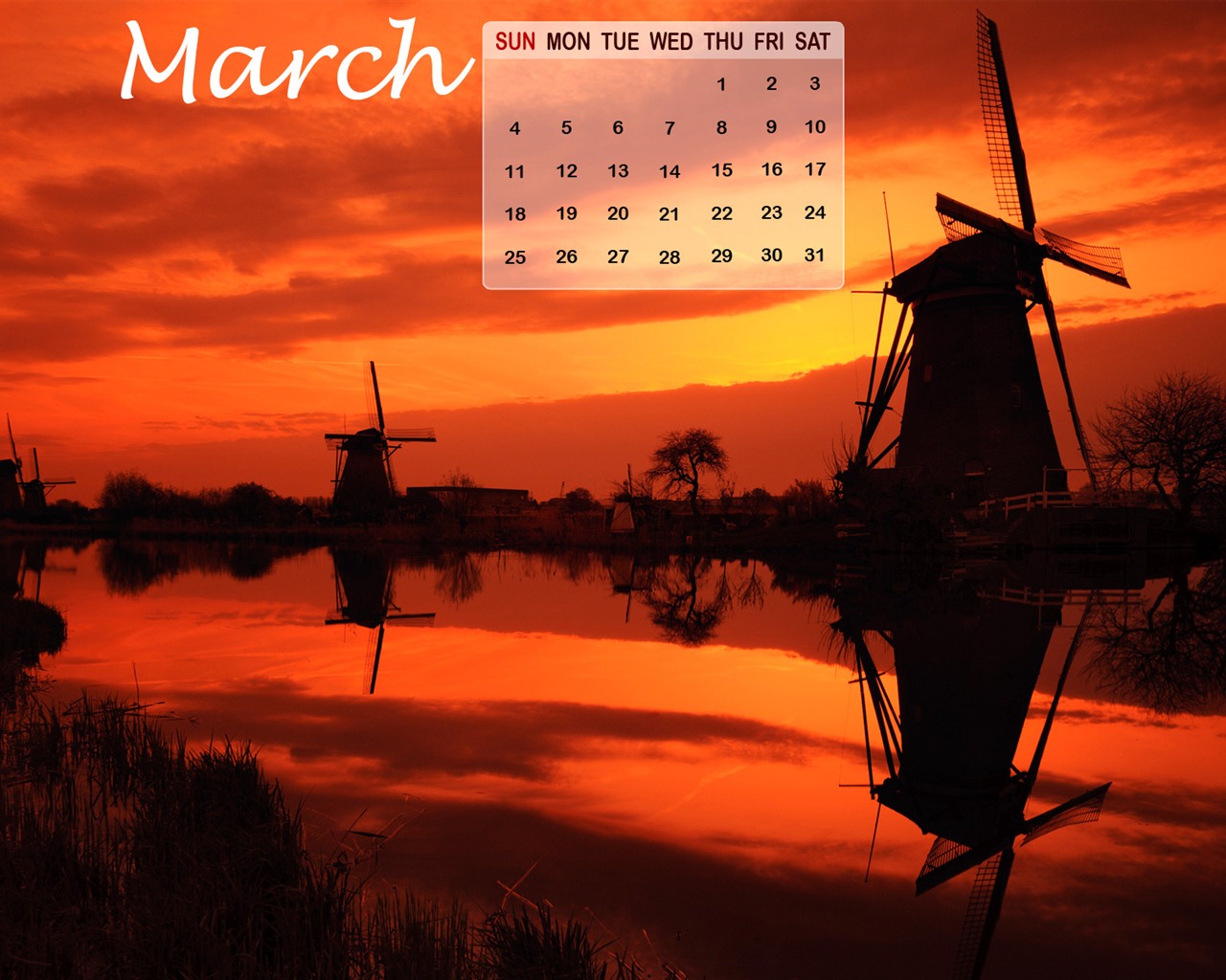Март 2012 Календарь обои #20 - 1280x1024