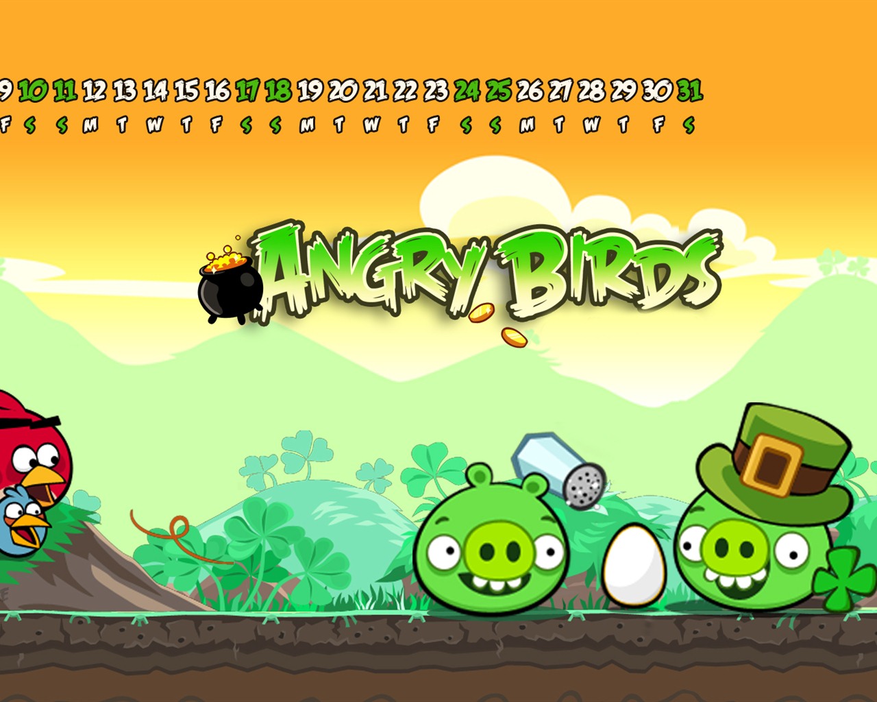 Angry Birds 2012 calendario fondos de escritorio #8 - 1280x1024