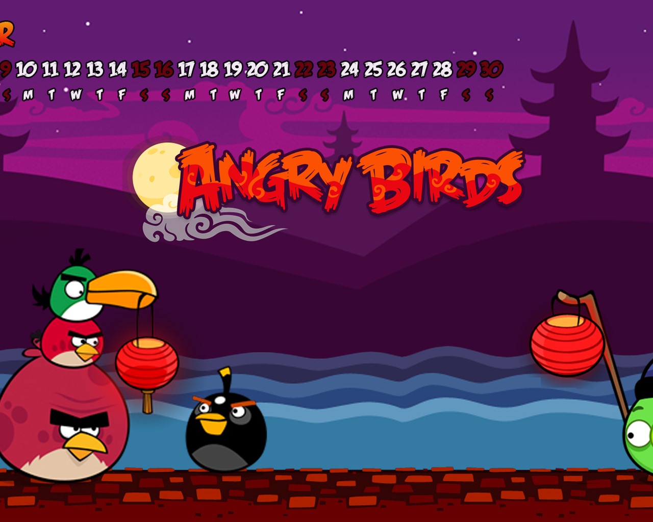Angry Birds 愤怒的小鸟 2012年年历壁纸12 - 1280x1024