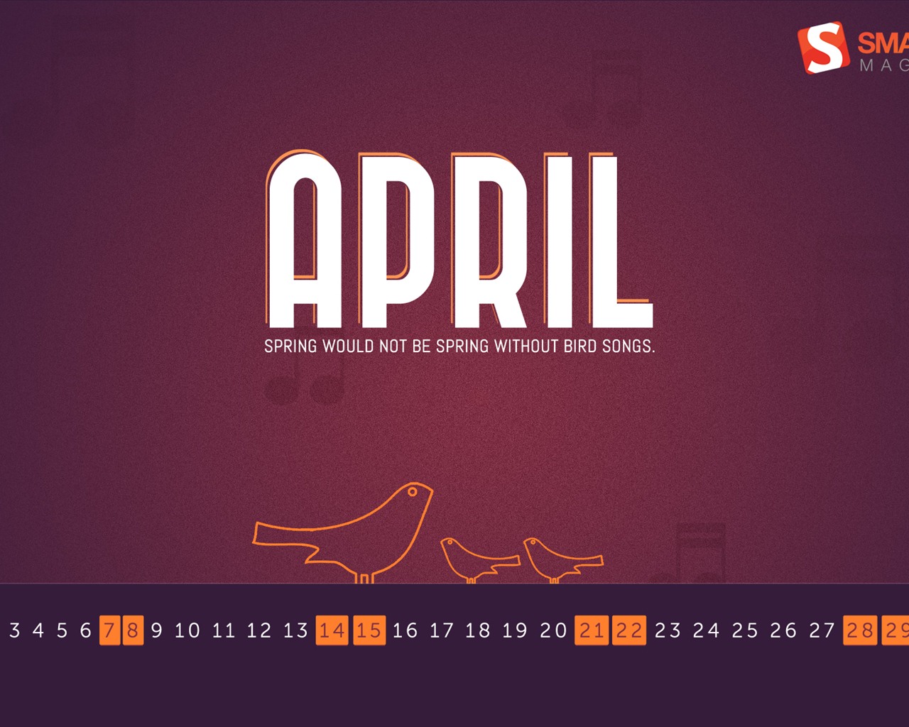 Апрель 2012 календарь обои (1) #7 - 1280x1024