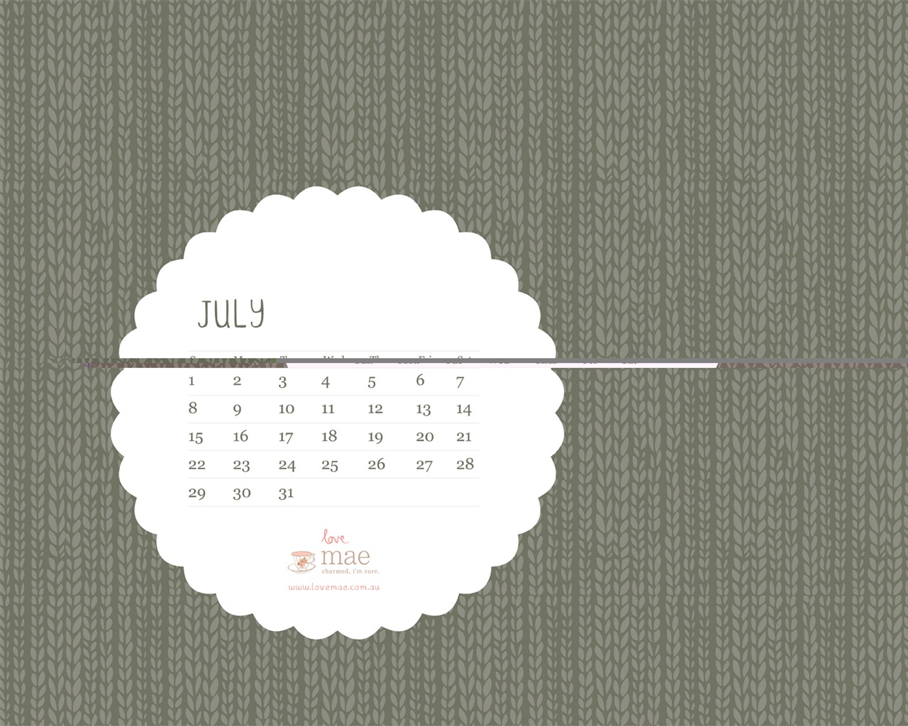 2012년 7월 캘린더 월페이퍼 (1) #2 - 1280x1024