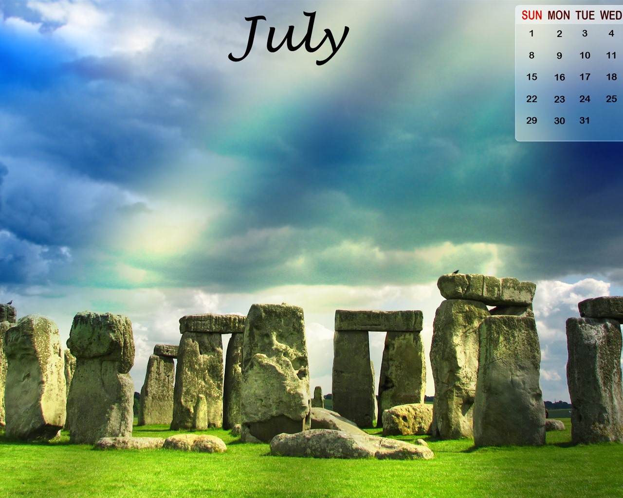 2012年7月カレンダー壁紙（2） #14 - 1280x1024