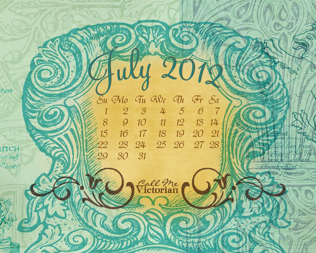 2012年7月カレンダー壁紙（2） #17 - 1280x1024