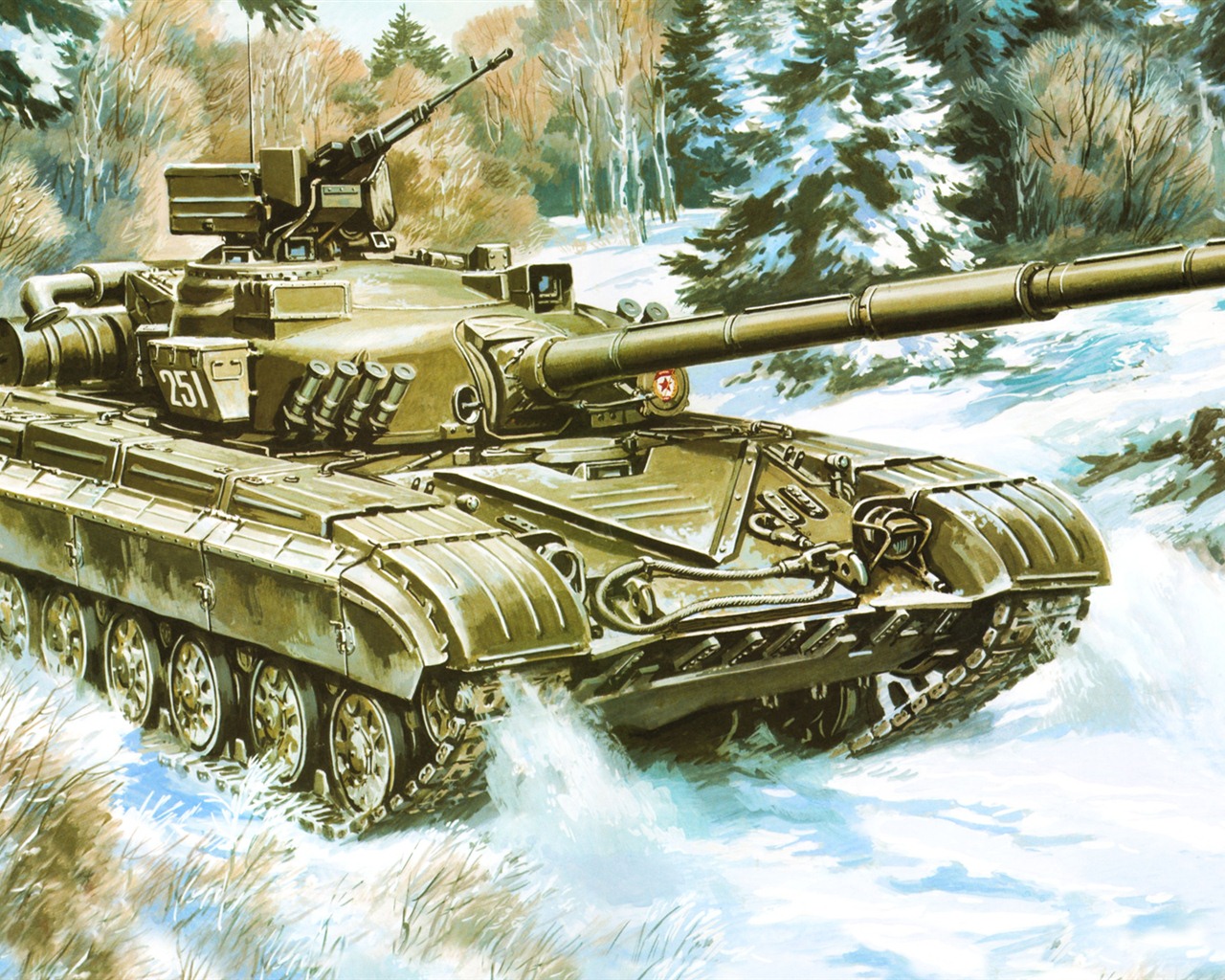 Military tanks, armored HD painting wallpapers #1 - 1280x1024