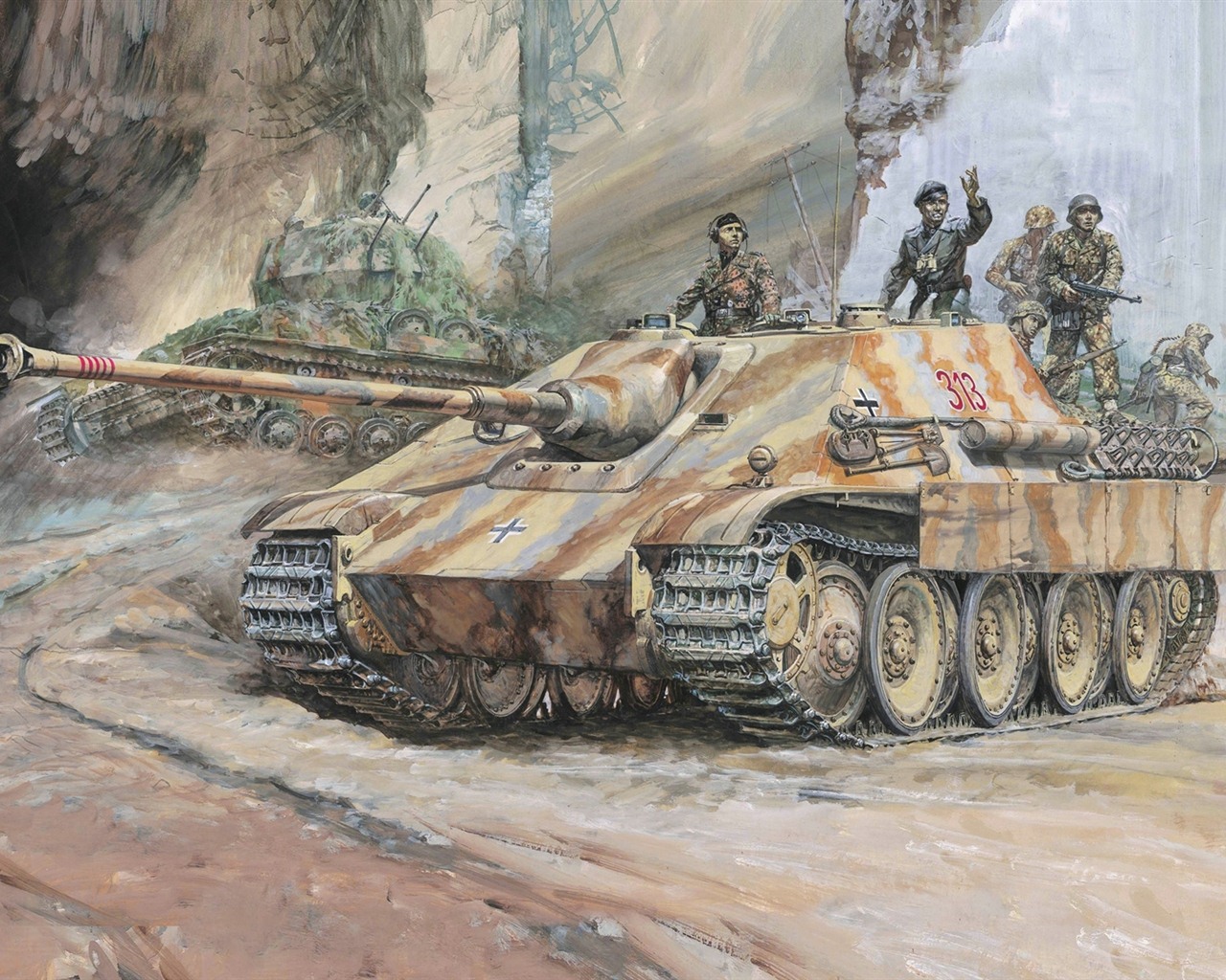 Military tanks, armored HD painting wallpapers #4 - 1280x1024