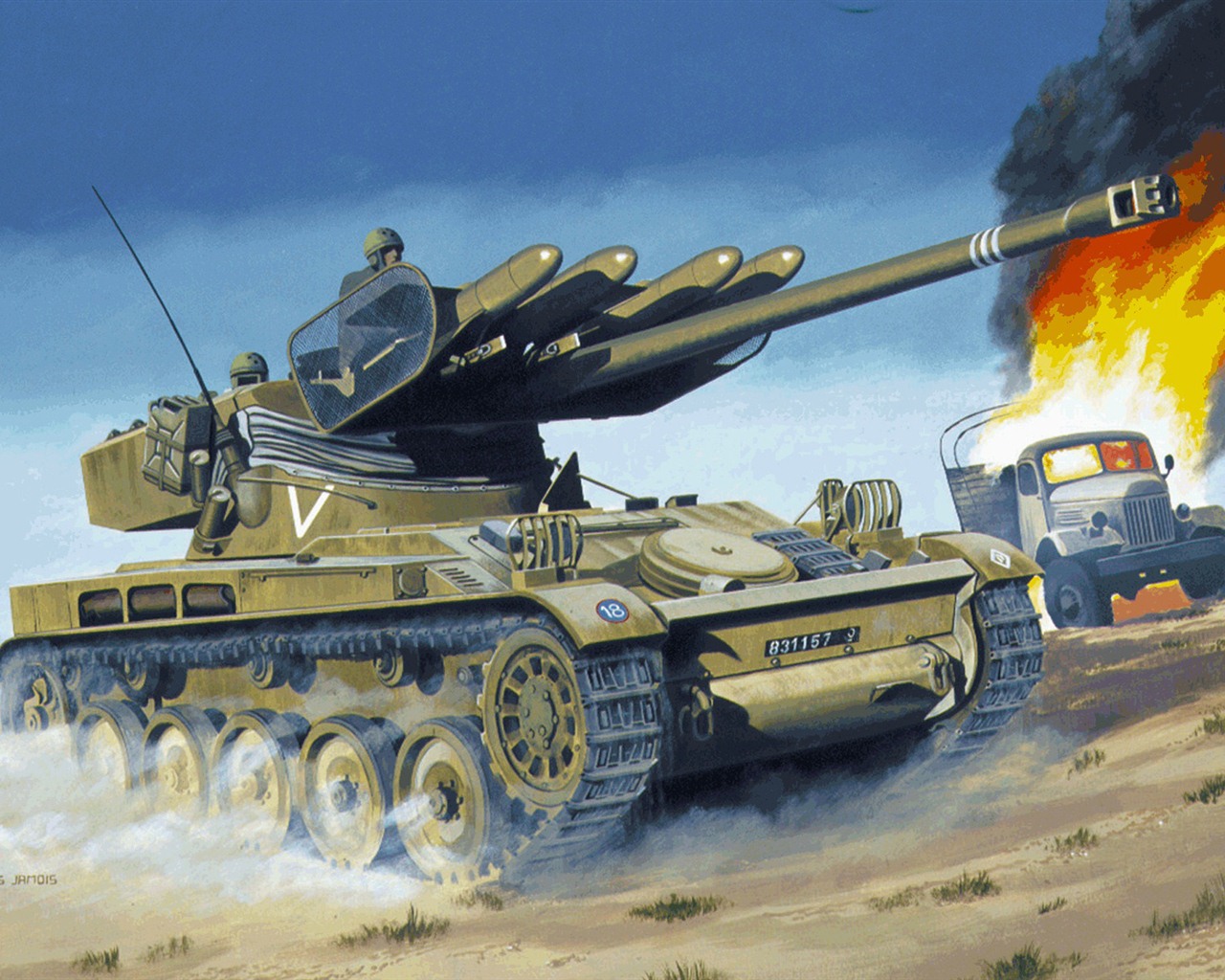 Military tanks, armored HD painting wallpapers #5 - 1280x1024