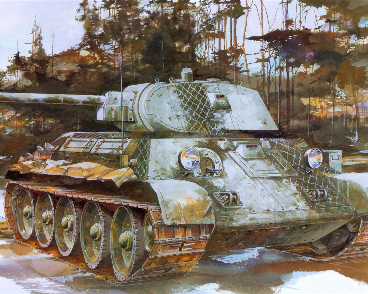 Military tanks, armored HD painting wallpapers #8 - 1280x1024