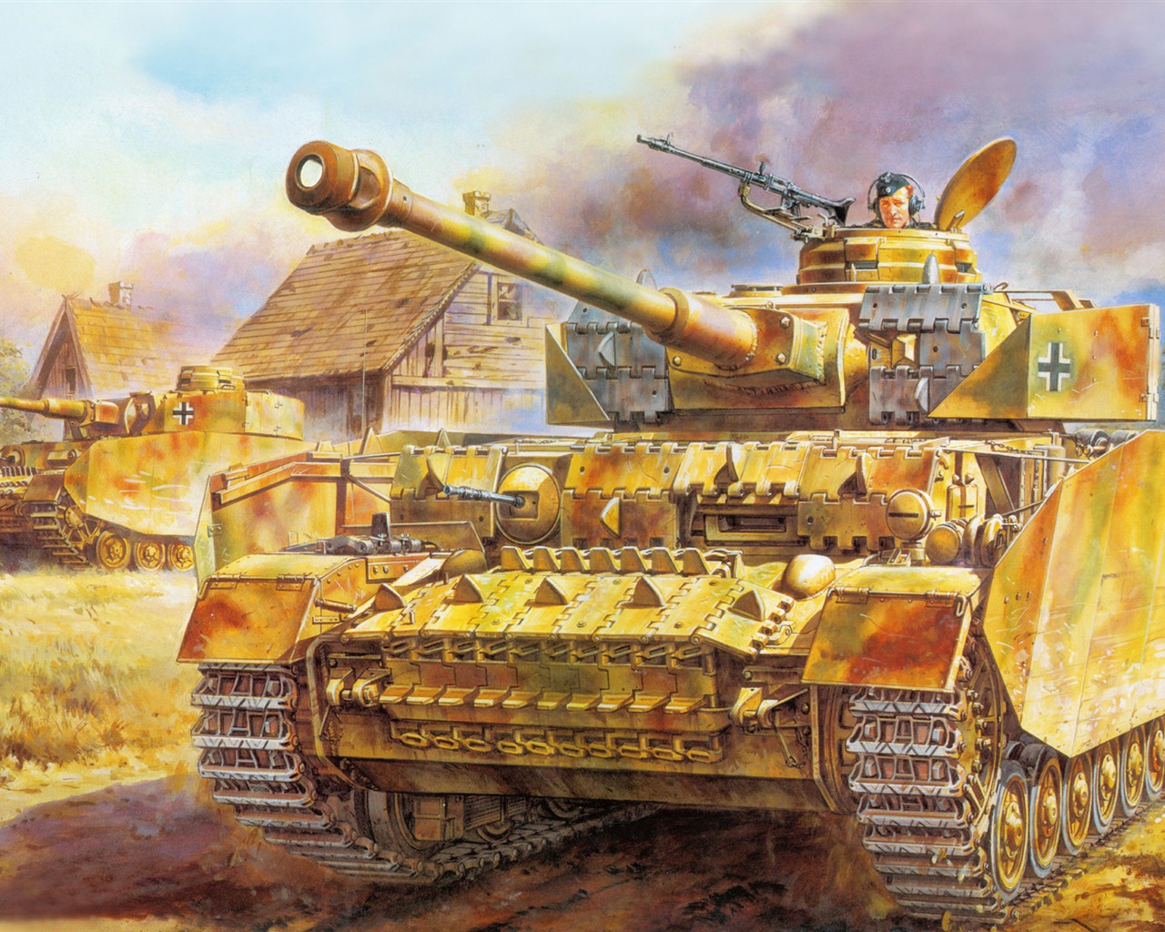 Military tanks, armored HD painting wallpapers #13 - 1280x1024