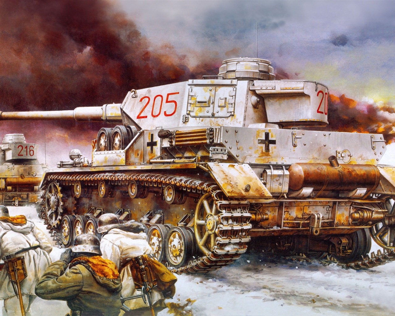 Military tanks, armored HD painting wallpapers #15 - 1280x1024
