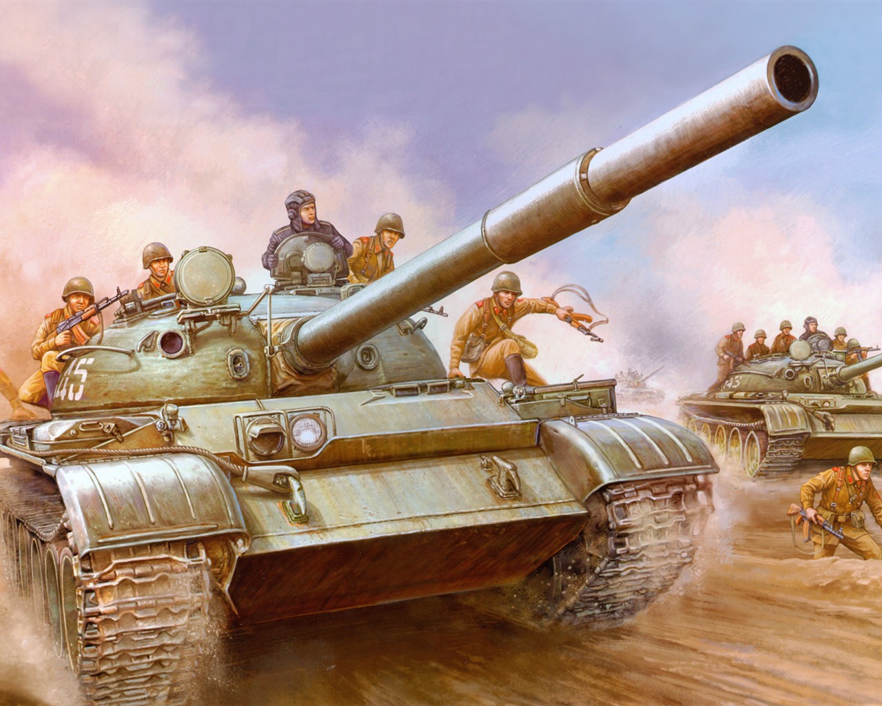 Military tanks, armored HD painting wallpapers #16 - 1280x1024