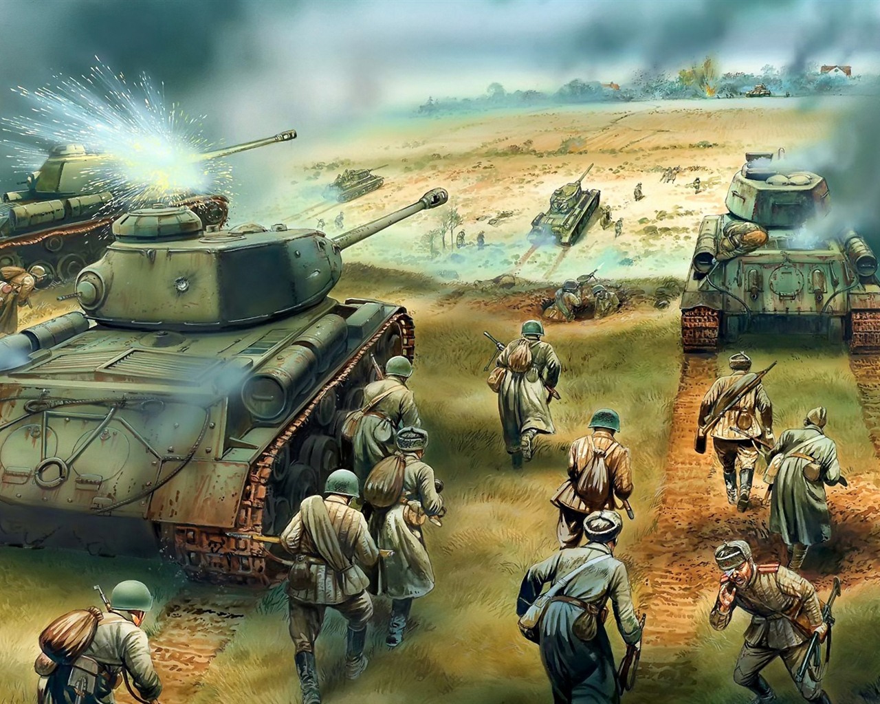 Militär Panzer, gepanzerte HD Malerei Tapeten #20 - 1280x1024