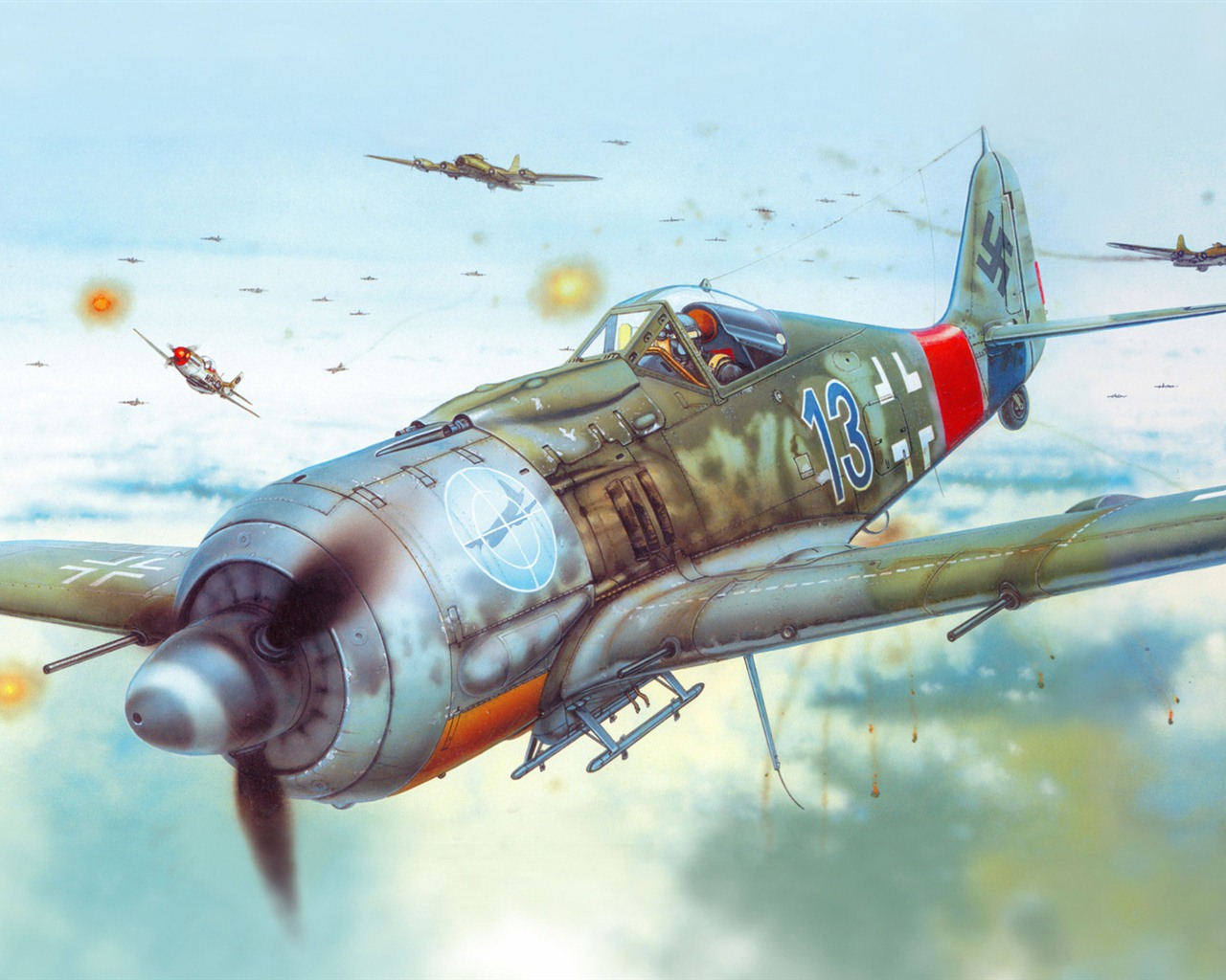 Militärflugzeuge Flug exquisite Malerei Tapeten #1 - 1280x1024