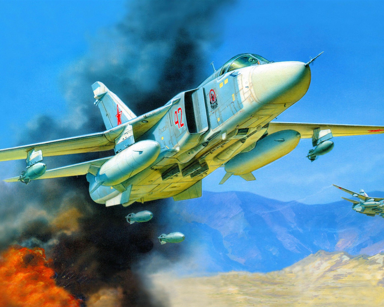 Militärflugzeuge Flug exquisite Malerei Tapeten #3 - 1280x1024