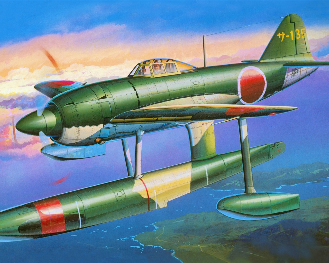Militärflugzeuge Flug exquisite Malerei Tapeten #4 - 1280x1024