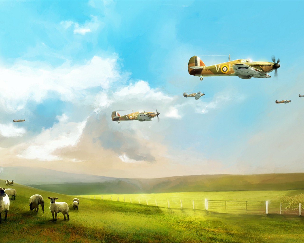 Military aircraft flight exquisite painting wallpapers #8 - 1280x1024