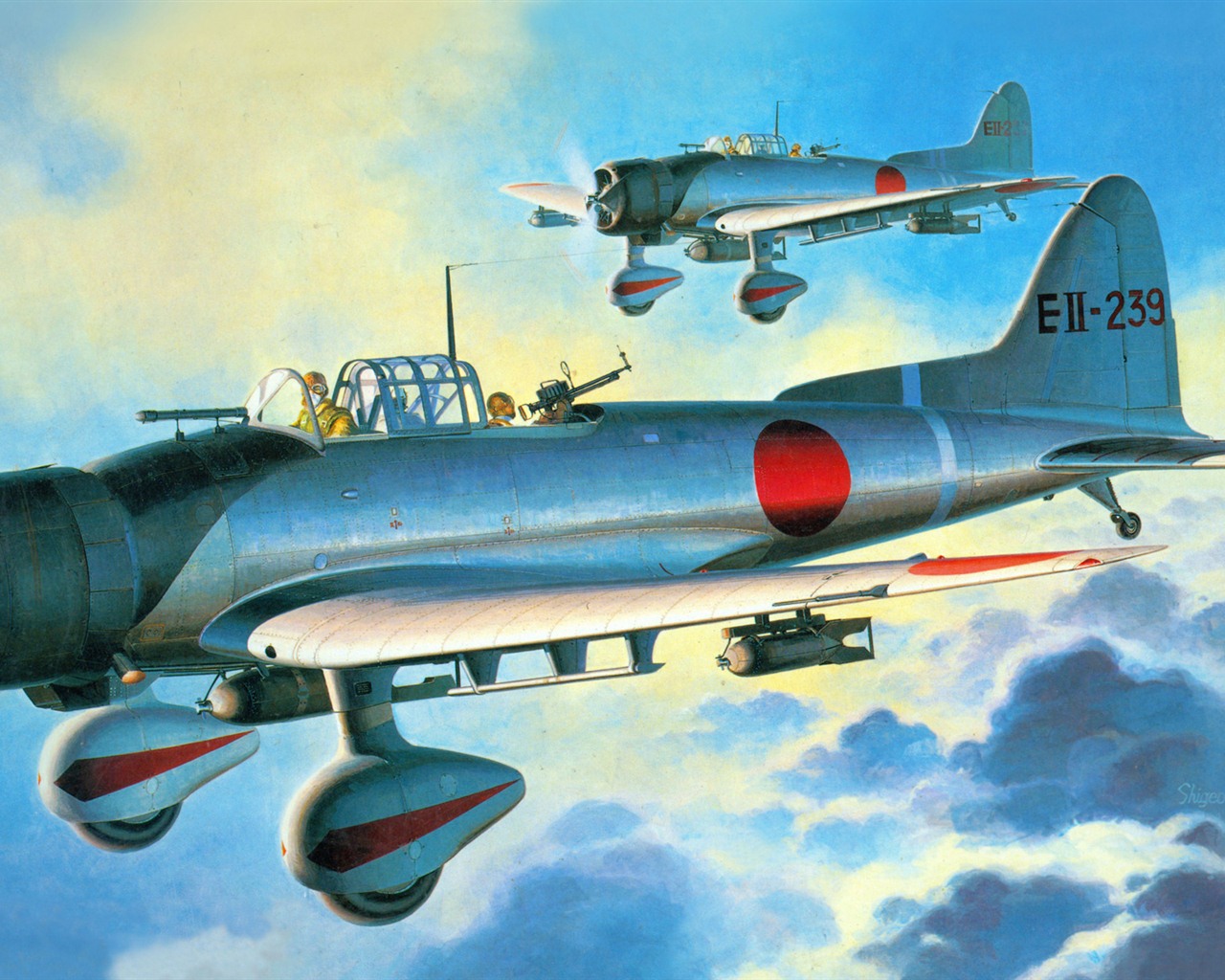 空中飞行的军用飞机 精美绘画壁纸16 - 1280x1024