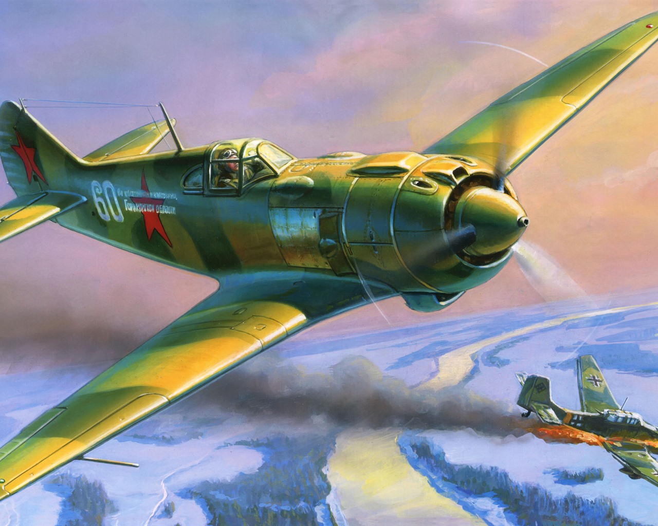 Military aircraft flight exquisite painting wallpapers #20 - 1280x1024
