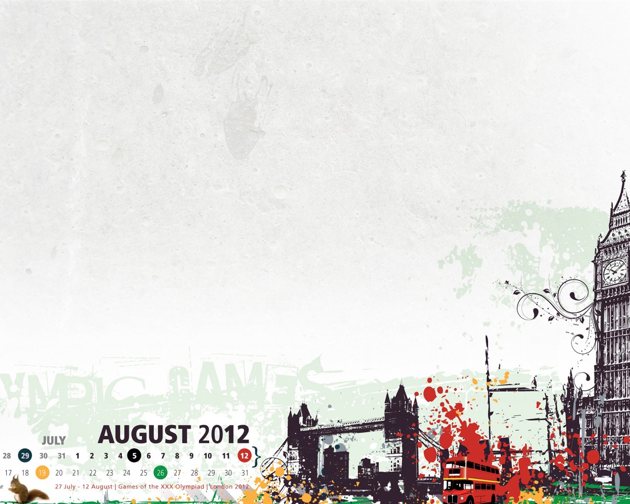 2012年8月 月曆壁紙(二) #6 - 1280x1024