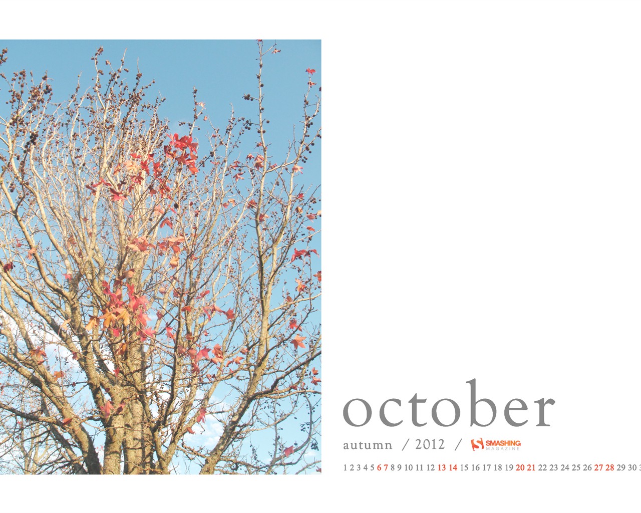 October 2012 Calendar wallpaper (1) #6 - 1280x1024
