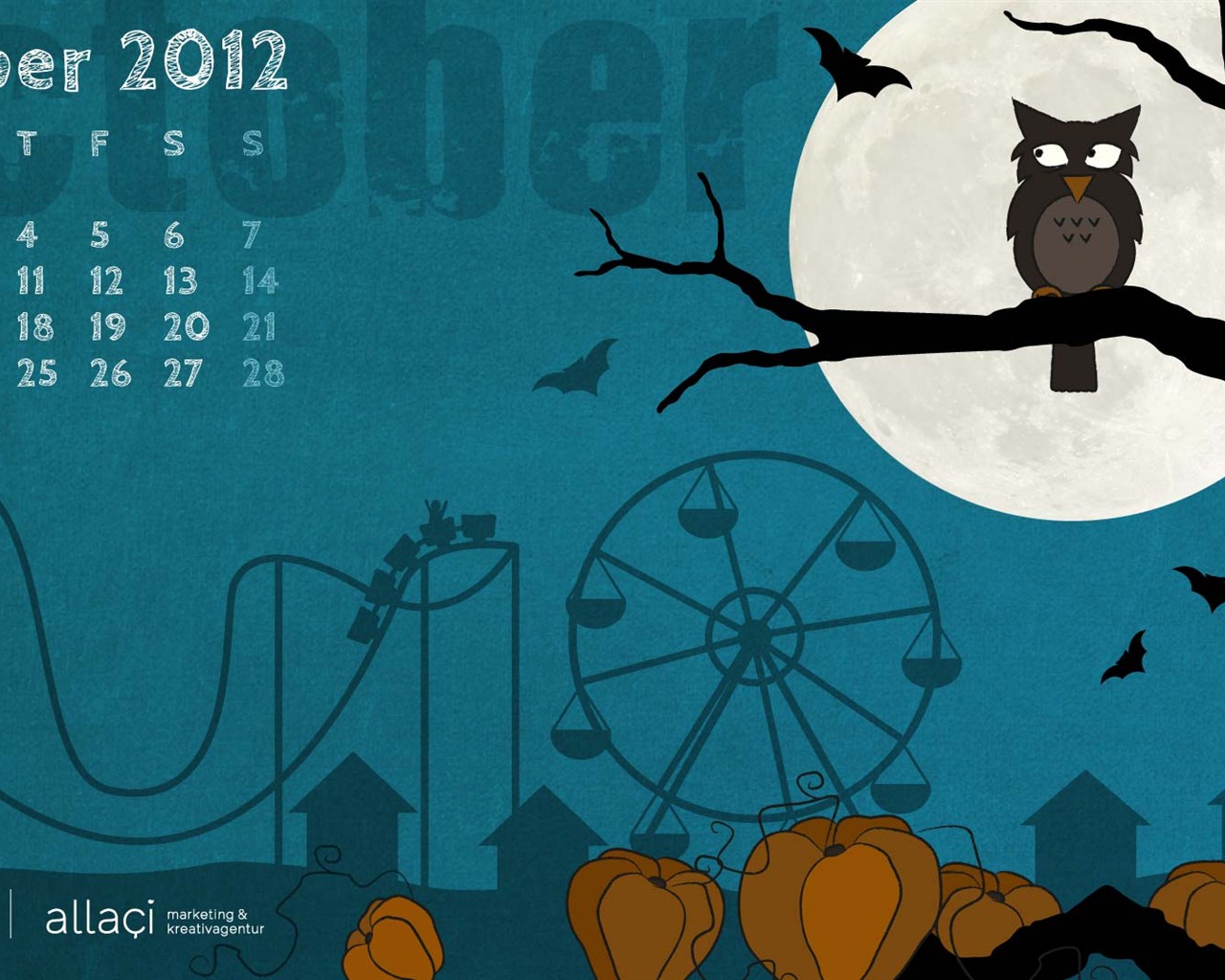 Октябрь 2012 Календарь обои (1) #10 - 1280x1024