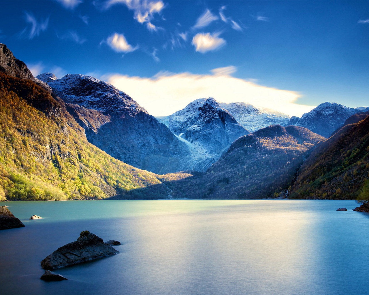 호수, 바다, 나무, 숲, 산, 아름다운 풍경을 배경 화면 #2 - 1280x1024