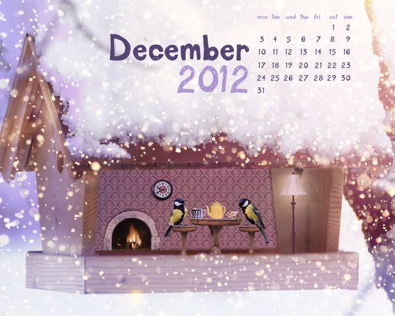 12 2012 Calendar fondo de pantalla (1) #1 - 1280x1024