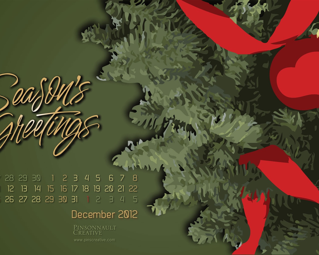 December 2012 Calendar wallpaper (1) #3 - 1280x1024