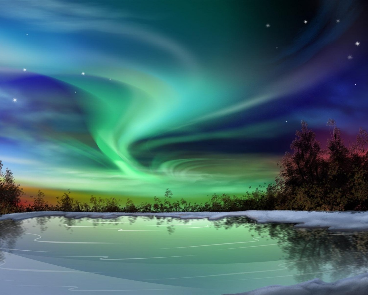 自然奇景，北极光高清壁纸(二)25 - 1280x1024