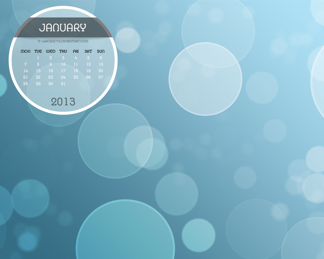 Janvier 2013 Calendrier fond d'écran (1) #9 - 1280x1024