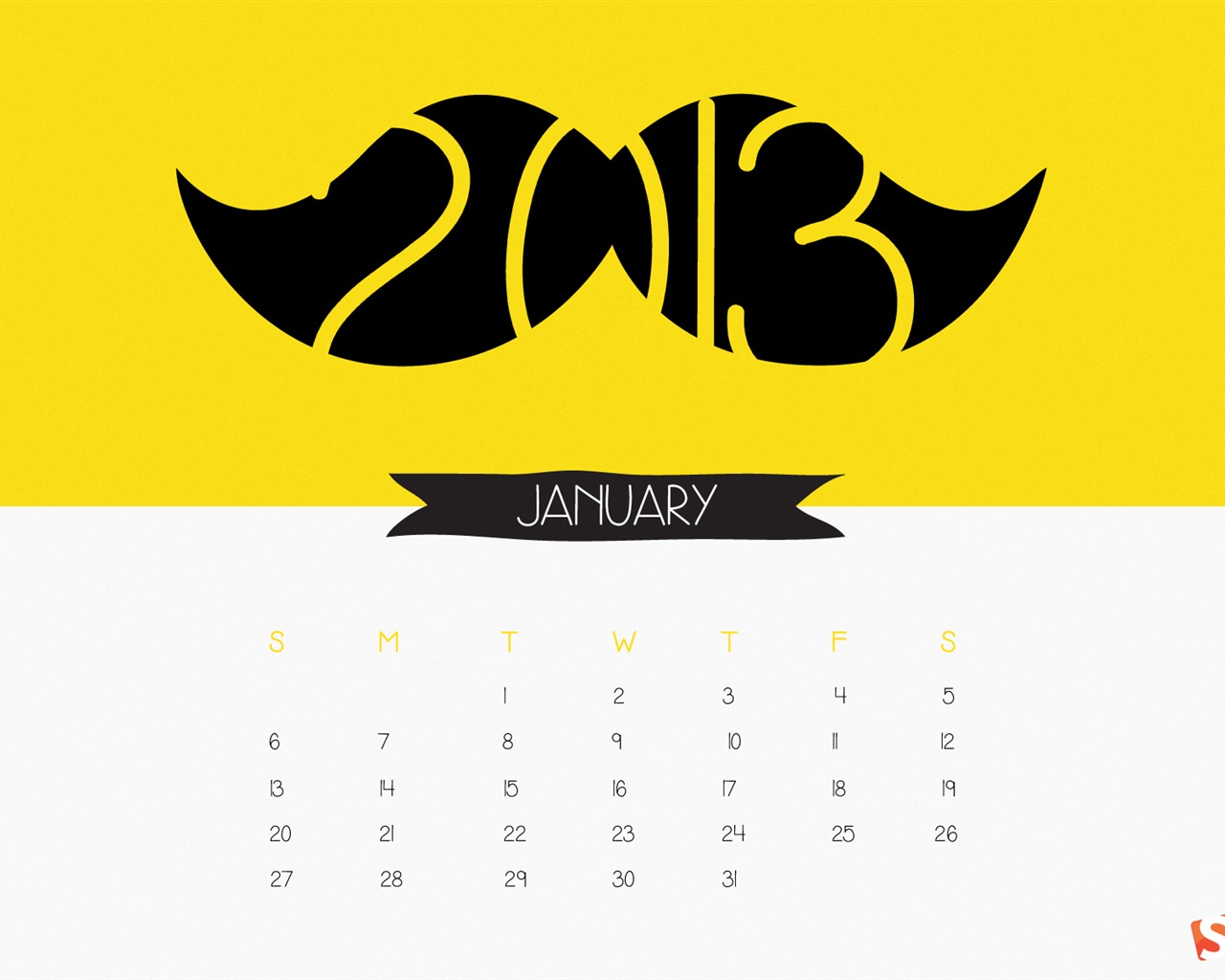 January 2013 Calendar wallpaper (1) #20 - 1280x1024