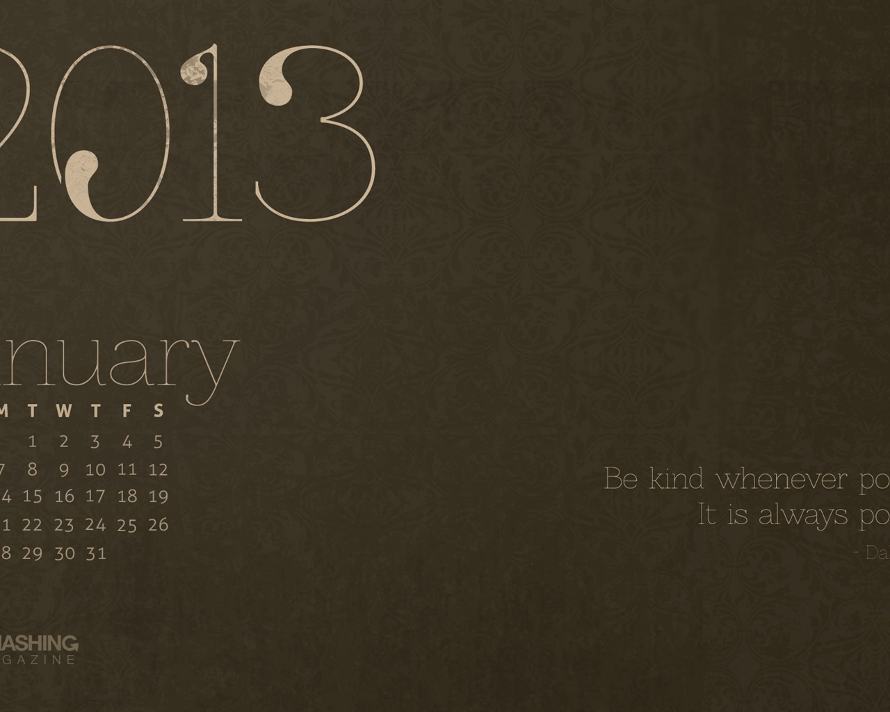 01 2013 Calendar fondo de pantalla (2) #7 - 1280x1024