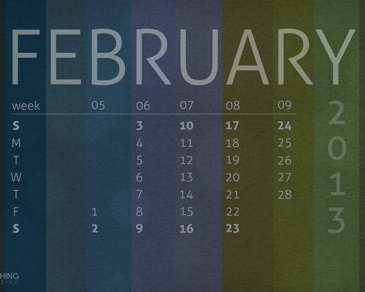 2013年2月カレンダー壁紙（2） #8 - 1280x1024