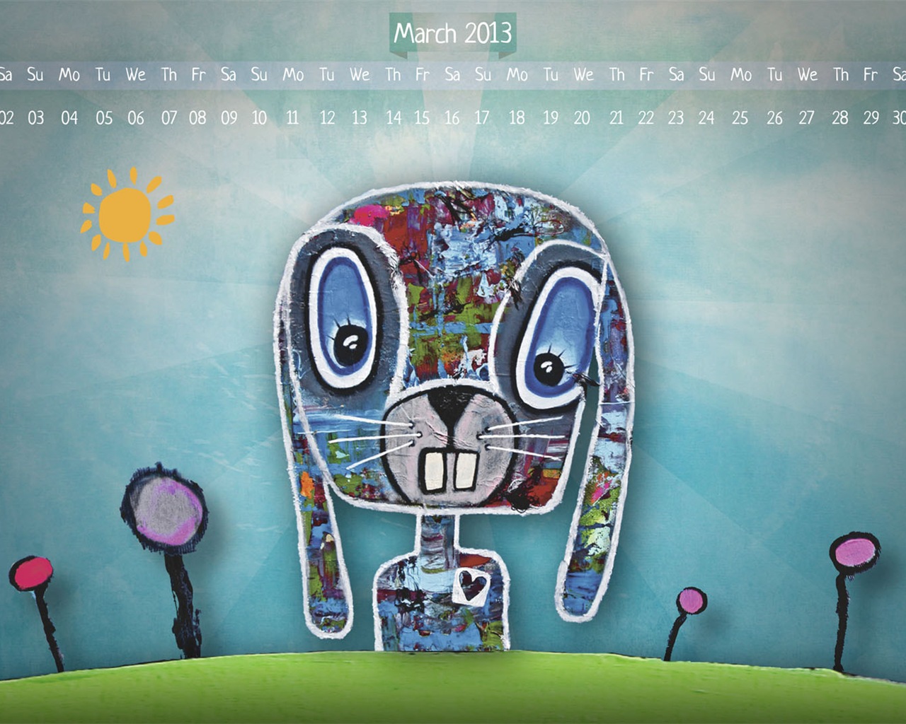 March 2013 calendar wallpaper (1) #1 - 1280x1024