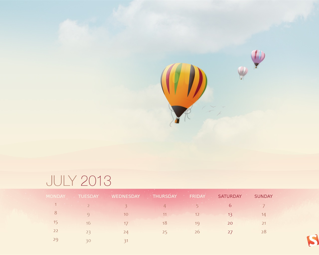 July 2013 calendar wallpaper (1) #18 - 1280x1024