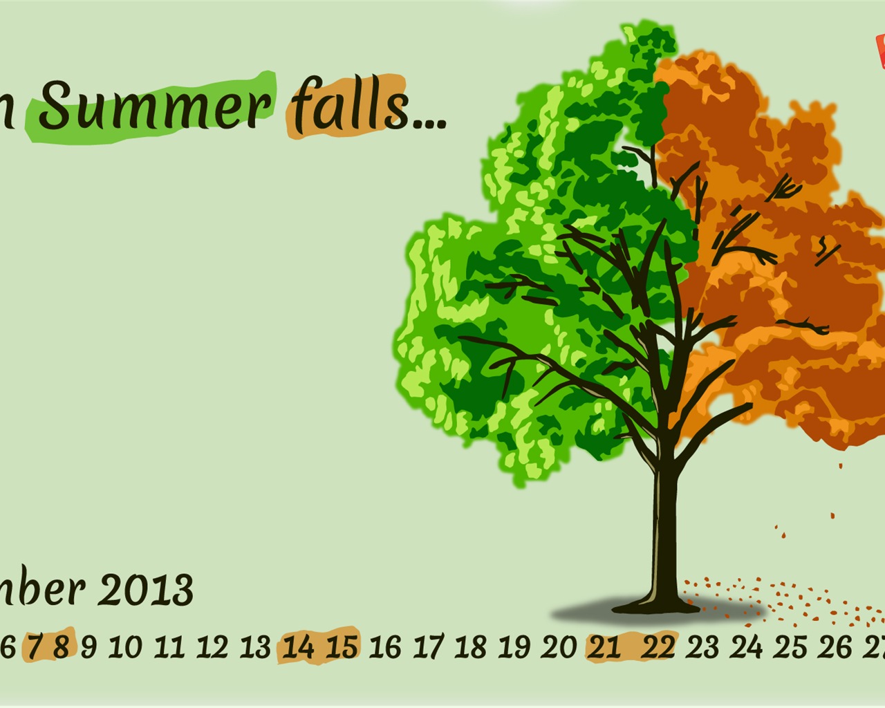 2013年9月カレンダー壁紙（2） #19 - 1280x1024