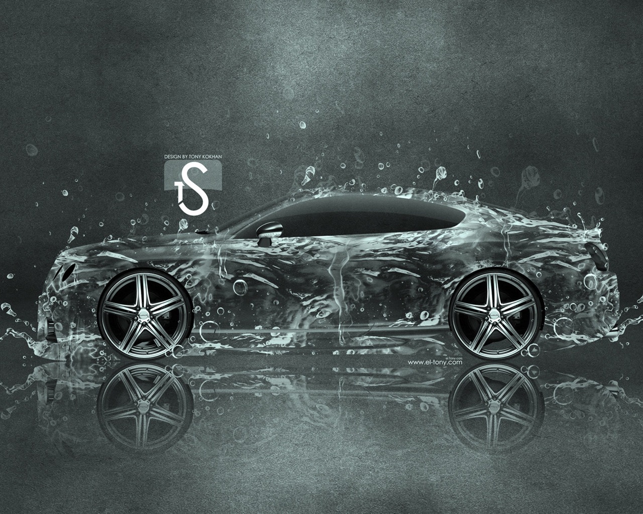 水滴のしぶき、美しい車創造的なデザインの壁紙 #2 - 1280x1024