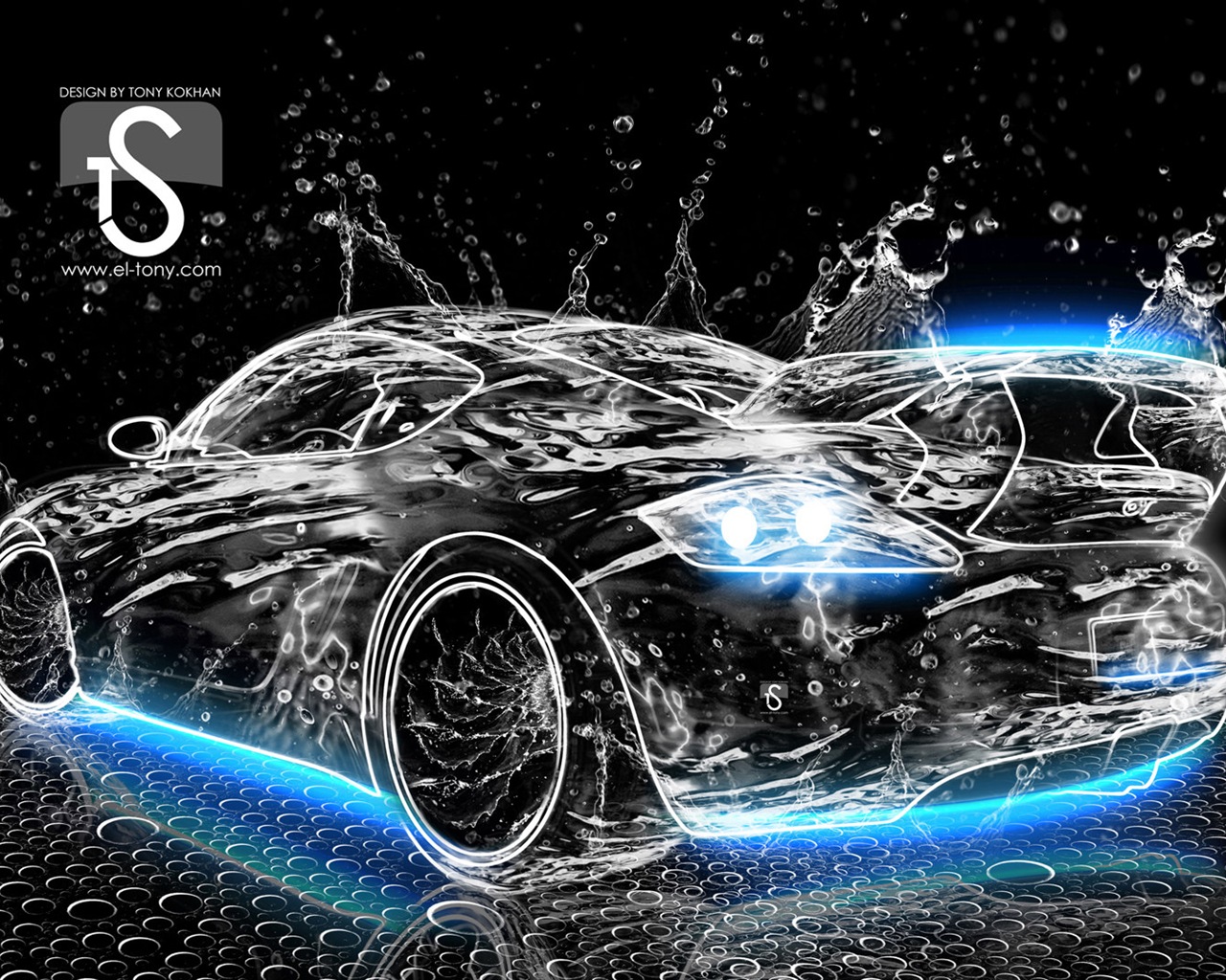 물 방울 스플래시, 아름다운 차 크리 에이 티브 디자인 배경 화면 #3 - 1280x1024