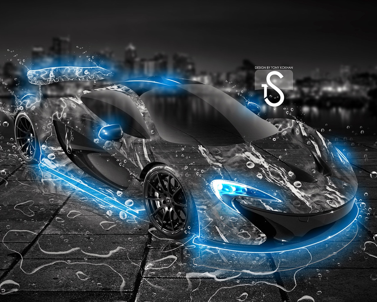 물 방울 스플래시, 아름다운 차 크리 에이 티브 디자인 배경 화면 #12 - 1280x1024