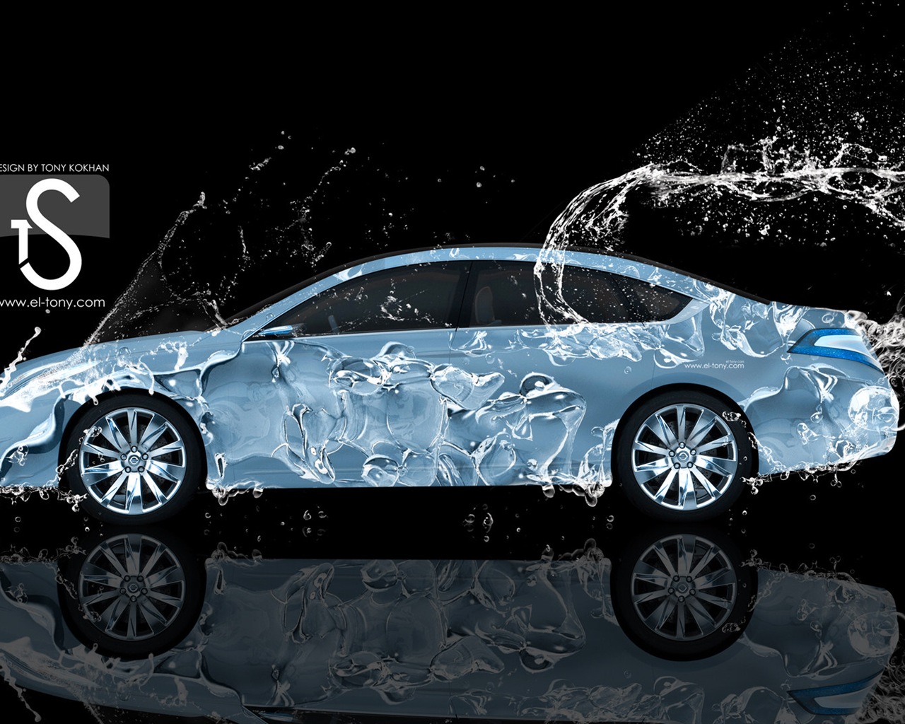 Water drops splash, beautiful car creative design wallpaper #15 - 1280x1024