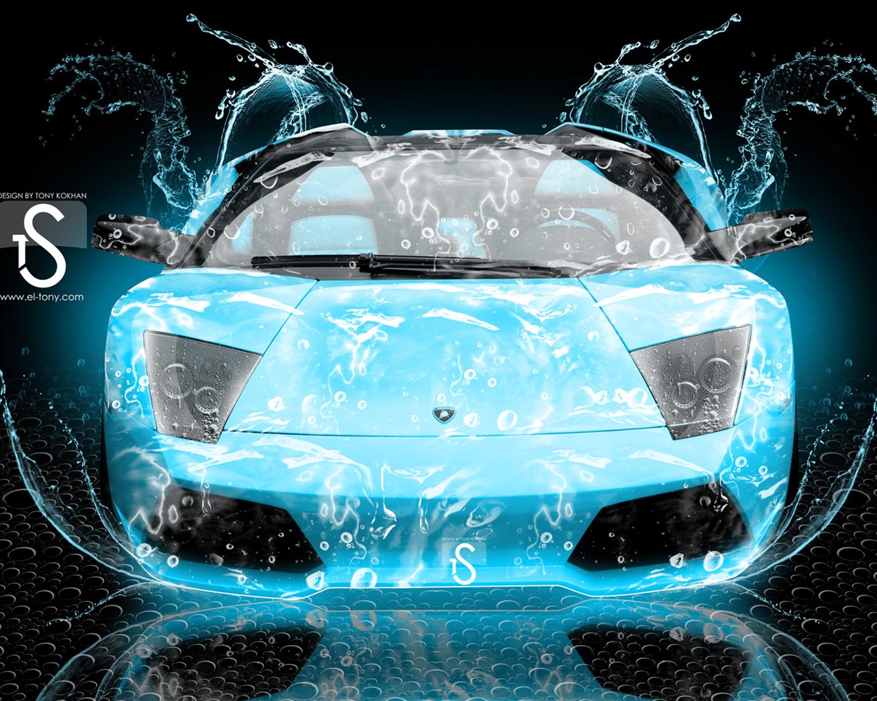 水滴のしぶき、美しい車創造的なデザインの壁紙 #16 - 1280x1024