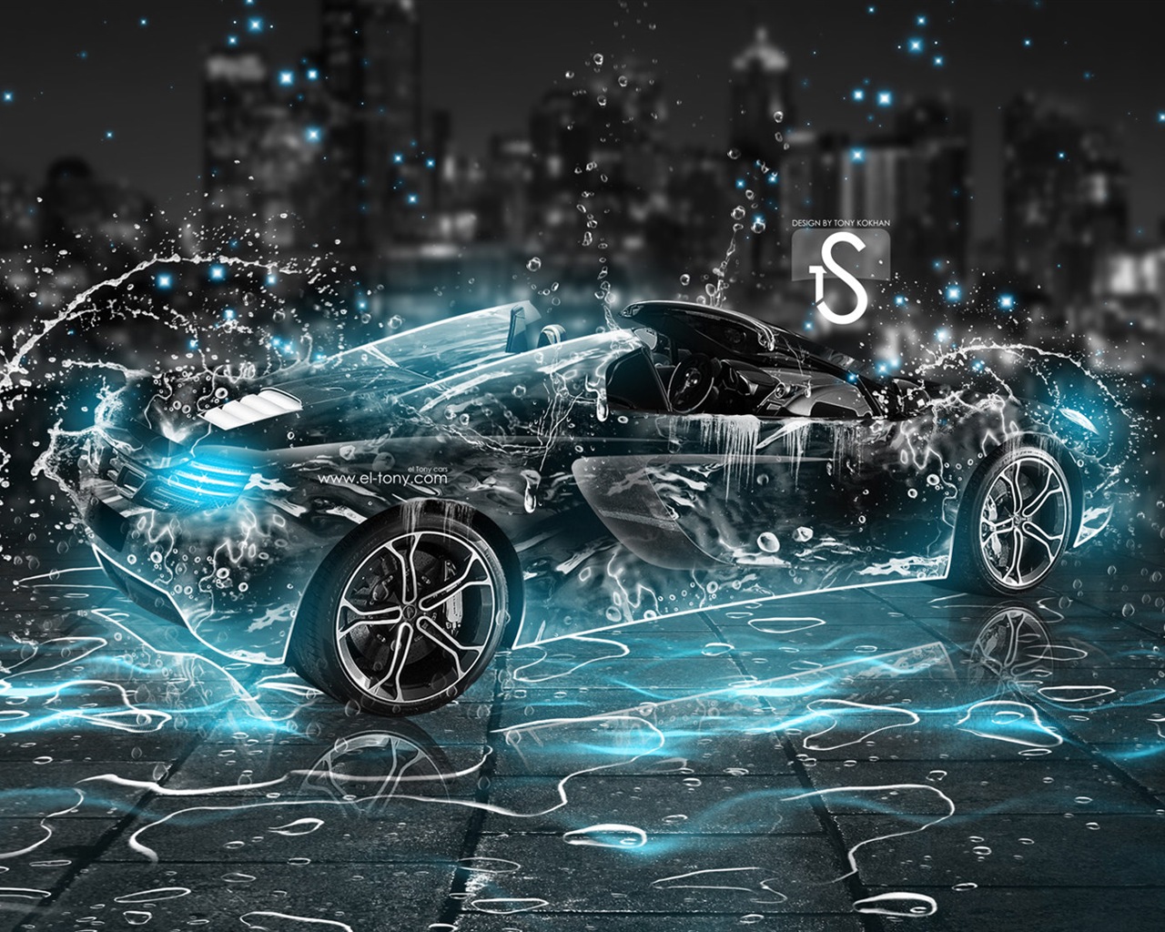 물 방울 스플래시, 아름다운 차 크리 에이 티브 디자인 배경 화면 #21 - 1280x1024